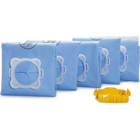 ZOLGINAH Lot de 5 sacs Wonderbag Original, Compatibles avec des aspirateurs traineaux, Adapteur breveté universel, Très résistants, Haut pouvoir filtrant WB406120 Bleu