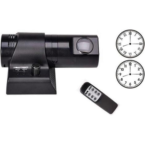 Horloge à projection analogique LED avec double affichage en chiffres romains et arabes, luminosité réglable pour une lecture nocturne facile, couleur noire. (1/5)