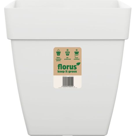 Florus Paris Quadro Flowerpot 30 White Vaso Quadrato