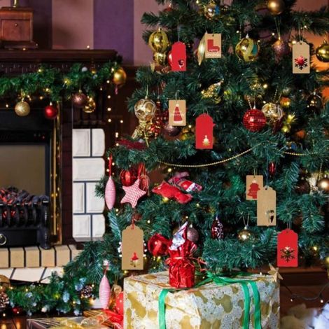 200Pcs Étiquettes-cadeaux Kraft de Noël, cartes d'emballage de cadeau avec Ficelle de jute Baker Ficelle pour emballage de cadeau (1/4)