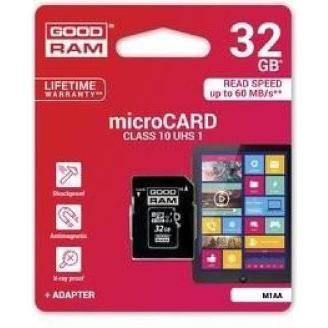 Carte Microsd - 32 Go - Lecture 100 Mo/s - Uhs-I Class 10 - Adaptateur Sd Inclus (1/4)