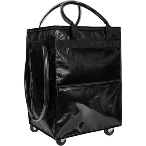Sac Courses Réutilisable avec Roues Étanche Portable Pliable – Chariot Trolley avec Poignée Camping Voyage, Noir (1/5)