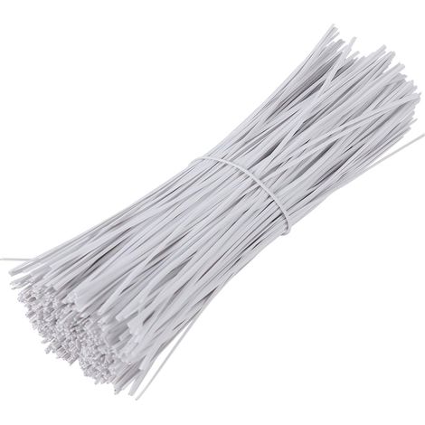 Attache-Câble Torsadé - Fil Métallique Recouvert de Plastique - 15 cm - Blanc - Lot de 1000 (1/4)