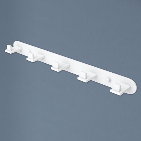 doporro Perchero de Pared de 5 Ganchos de Acero Inoxidable 304, Antióxido y Antideslizante, Instalación Sin Taladros o con Tornillos, Ideal Para Dormitorio, Cocina y Baño, Blanco Mate, Stalo-09 (1/5)
