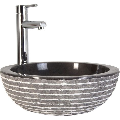 Lavabo vintage marbre noir et blanc Idite (1/2)