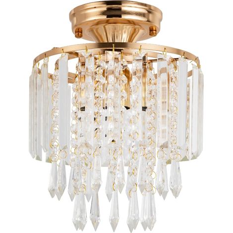 Chandeliers Lighting, Crystal Chandeliers Ceiling Light, Drop-Shape Crystal Pendant Light, Flush Mount LED Ceiling Light for Living Room, Bedroom, Dining Room, Office, 23 x 33cm, bulbs not included