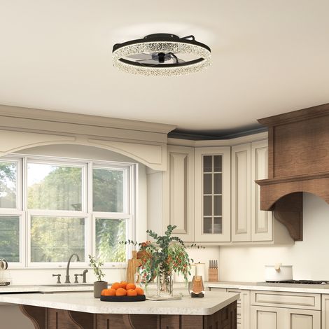 Ventilateur de plafond avec éclairage. Ventilateur de plafond LED à intensité variable avec télécommande pour chambres et salons. Noir (1/5)