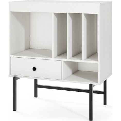 Supporto per giradischi in vinile con contenitore, bianco, 70x36x80 cm (1/5)