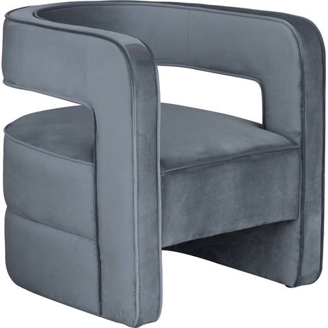 Fauteuil cocktail lounge en velours gris confortable - Gris anthracite velours mat (1/4)