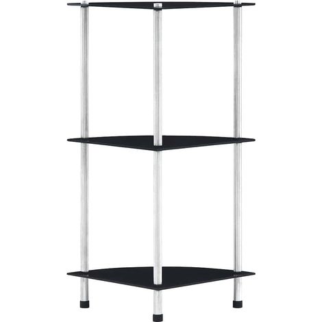 vidaXL Étagère 3 niveaux Noir 30x30x67 cm Verre trempé (1/5)