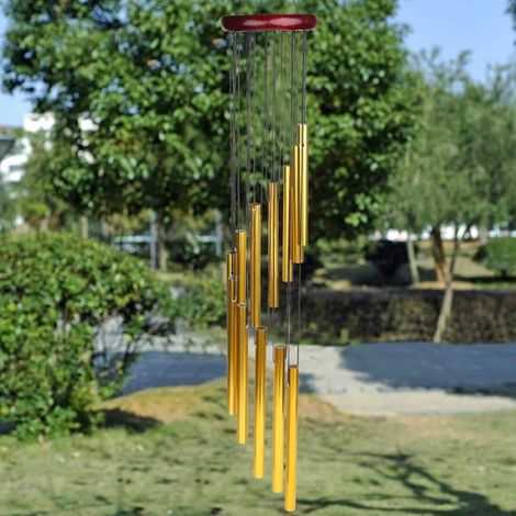 Carillon éolien LXQ pour jardin, avec 12 tubes en aluminium et crochet en S. Idéal pour jardin et balcon.