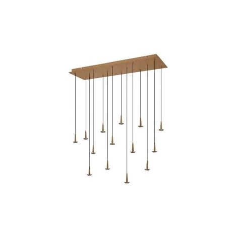 Mantra Plafonnier suspension avec 14 LED en cristal ANDROMEDA en forme de goutte, or 70W 3000K 7050Lm, base rectangulaire (1/4)