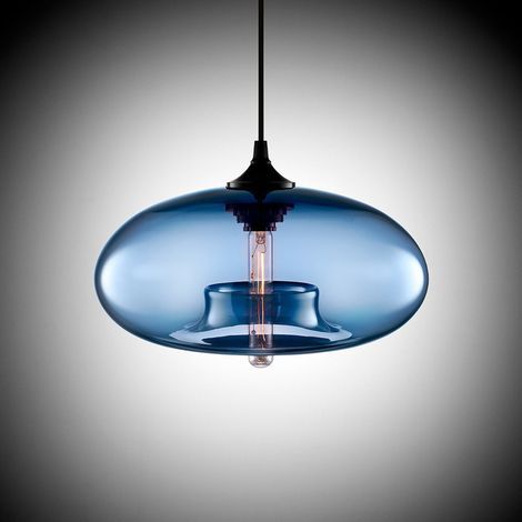 Ceiling Lights Glass Shade Navy Lampshade Kitchen Island Suspension Luminaire Industrial Vintage Chandelier Bedroom Dining Room E27 Light Ceiling Lamp Colorful Glass Hanging--blau (1/5)