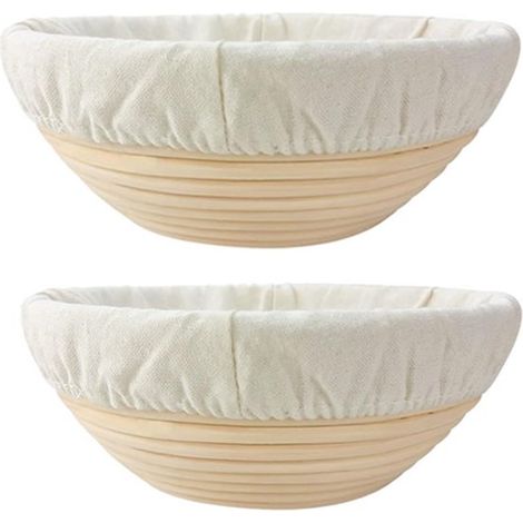 Cesta ovalada para fermentar pan, 2 piezas, Ratán, Bol redondo para hacer pan de masa madre, 23 × 8,5 cm, Marrón claro (1/5)