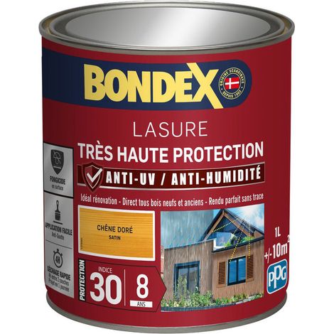 Lasure 8 Jahre Sehr hoher Schutz Satinierter Eimer 1l - Bondex