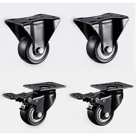 roulettes pivotantes noires robustes de 41 mm (1,5 pouce) supportant jusqu'à 180 kg, pour chariots et meubles. (1/5)