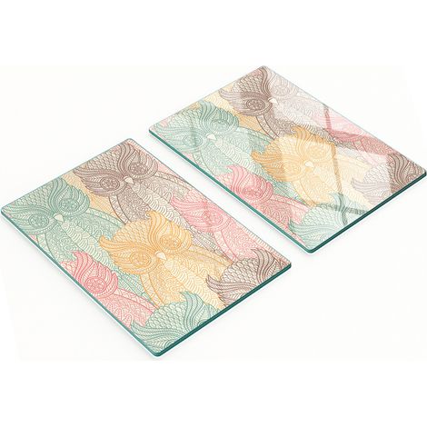 Tavole decorative multifunzionali da cucina in vetro temperato con gufi, 2x40x52 cm (1/5)
