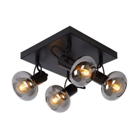 Lucide Madee plafoniera nera vetro 4xE14 25W dimmerabile 23cm