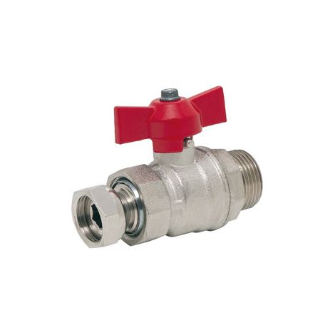 Vanne à sphère PN10 ACS Manette Papillon Mâle 3/4"(20x27) / Ec-Libre 1/2"(15x21)
