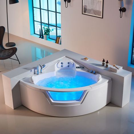 Baignoire balneo d'angle RIVAGE 141C 2 places Archipel® - 141x141 (1/5)