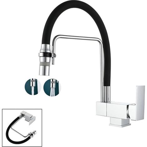 FRO Mitigeur Cuisine Rabattable FRO - Robinet Cuisine Sous Fenêtre Avec 2 Modes De Jets, En Laiton - Mitigeur Cuisine Pliable