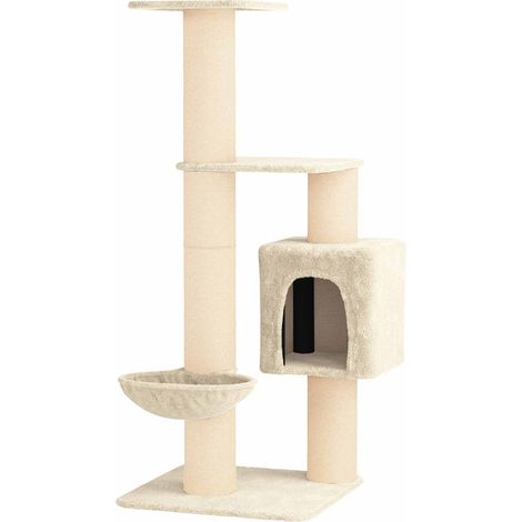 vidaXL Cat Tree with Sisal Scratching Posts Cream 137 cm (1/5)