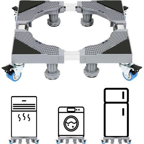 SWANEW Supporto per lavatrice Base per Frigorifero. Lavatrice e Asciugatrice Regolabile 8 piedi + 4 ruote 41-66 cm (1/5)