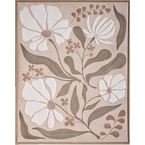 Toile Imprimée Fleur "Esmée" 40x50cm Kaki