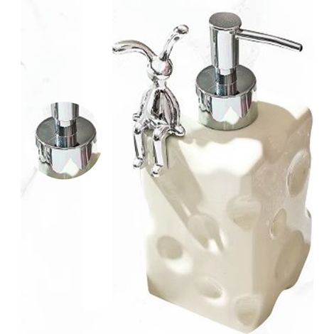 Großer Shampoo-Spender aus Keramik, weiß, großes Fassungsvermögen, Pumpe, Badezimmerdekoration, weiß (1/5)