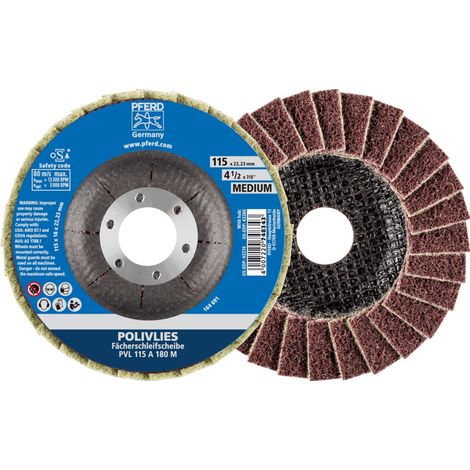 PFERD TOOLS POLIVLIES-Fächerscheibe PVL Korund Ø 115 mm Bohrung 22,23 mm A180M für Feinschliff 5 Stk (1/5)