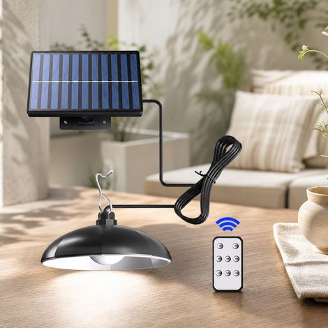 Lampe Solaire LED Intérieure/Extérieure, Étanche IP44, Télécommande & Capteur Crépusculaire, Design Split avec Crochet, Blanc/Chaud (1/4)