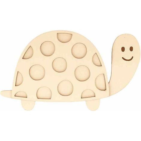 Silhouette en bois 18 x 10,5 cm - Tortue et carapace à pois (1/2)