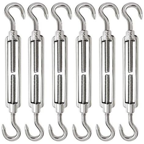6 Pièces Tendeur Cable M6 Inox 304 Réglable Crochet de Ridoir et pour Fil Acier Corde -
