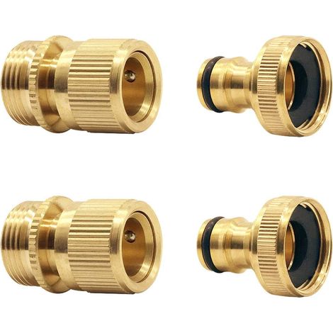 Tuyau d'arrosage Raccord, Tuyau d'arrosage Male A Femelle Adaptateur Connecteur pour Robinet et Jet (2SETS) (1/5)