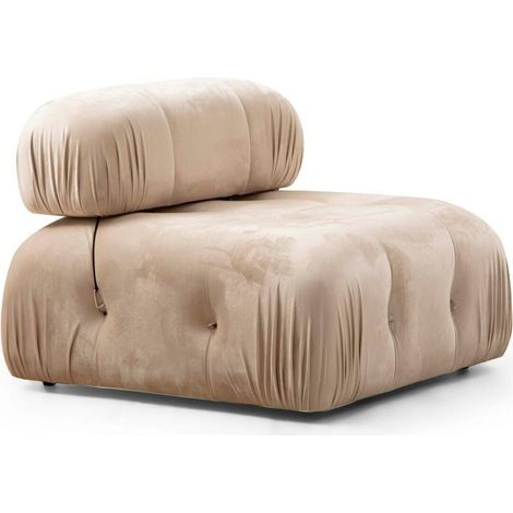 Fauteuil ou module 1 place Nourhane Velours Beige (1/3)