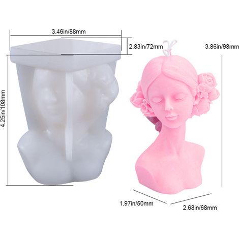 3D-Silikonform für Duftkerzen, Rosen- und Mädchenform mit verbundenen Augen, 1-teilig, Gipsform für Bastelarbeiten (1/5)