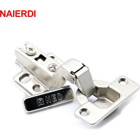 Charnière à recouvrement partiel auto-élastique (35 mm) pour portes de placards et cuisines, avec ressort spécial. Convient pour la quincaillerie domestique. (1/5)
