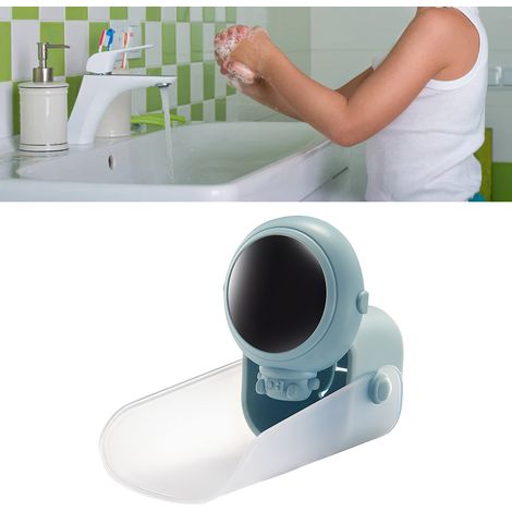 Rallonge de robinet enfant en forme de U de 10,3 cm, accessoire pour le lavage des mains des enfants, rallonge de lavabo de sécurité avec motif dessin animé pour bébés, bleu paon (1/5)