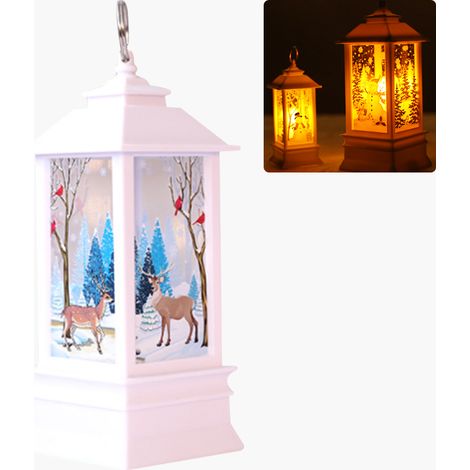 Lanternes LED de Noël Vintage - Suspension Père Noël, Élan & Bonhomme de Neige, Fonctionne sur Piles pour Décoration de Fête (1/5)