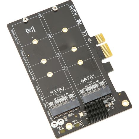 M.2 SATA zu PCIe Adapterkarte für zwei Laufwerksschächte, Erweiterungskarte für Übertragungsstabilität (1/5)