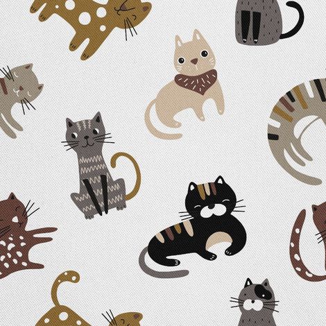 Telas decorativas para exteriores Oxford - Motivo de gato con estampados (1/5)