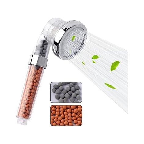 Pommeau de douche à jet puissant avec filtre perle. Pommeau de douche à pression augmentée avec 3 positions (blanc). (1/5)
