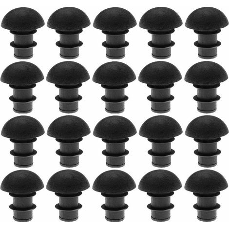 Lot de 20 embouts de tube à ailettes cache rond en PELD – Pour trous Ø 7,5 à 9mm – Protection pieds de meubles – Ø 15,5mm noir