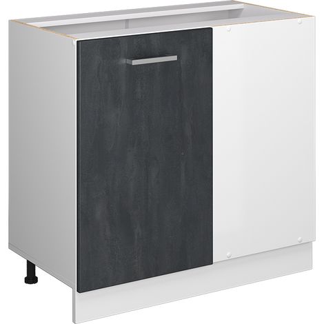 Meuble d'angle R-Line, Béton noir, 86 cm sans plan de travail, Vicco