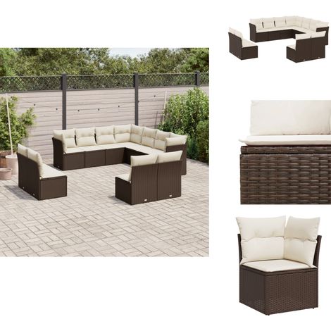 Salon de jardin et coussins 11 pcs marron résine tressée - Salon De Jardin - Canapé Extérieur - Meuble De Jardin - Ensemble Salon De Jardin - Mobilier De Jardin (1/5)