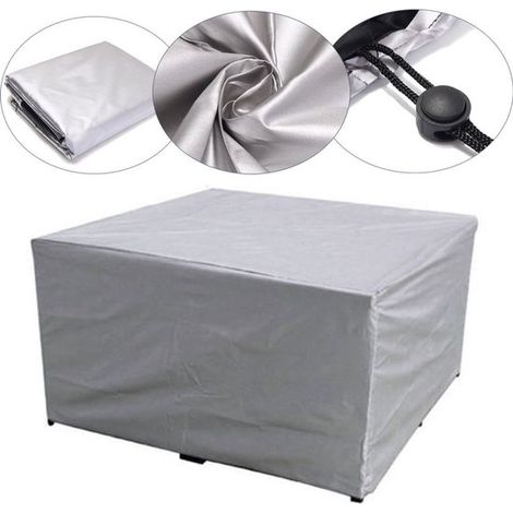 Funda para mesa y sillas de jardín, impermeable, de tela Oxford, 180x120x74 cm (Plata) (1/5)