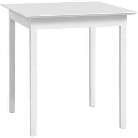 Aménager un Coin Repas Convivial : Table à Manger Carrée Blanche Moderne en Pin Massif Stable (1/5)