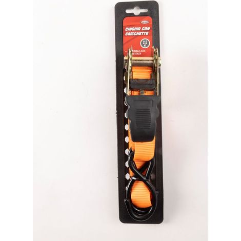 Cinghia 2,5 MT Con cricchetto con 2 ganci di fissaggio