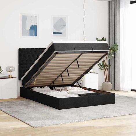 Estructura cama otomana colchón tela negra 140x190 cm vidaXL (1/5)