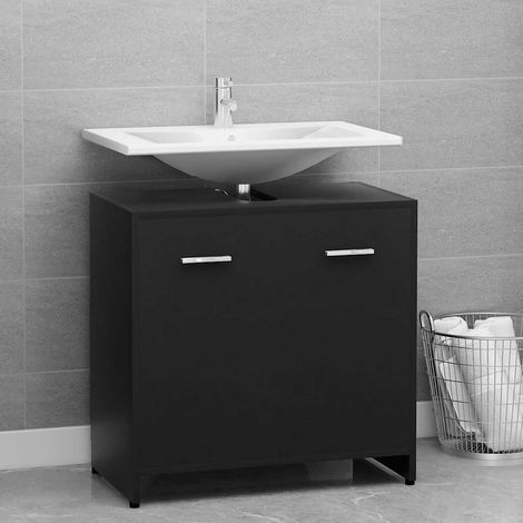 Armoire de salle de bain Meuble de salle de bain Noir 60x33x61 cm Aggloméré (1/5)